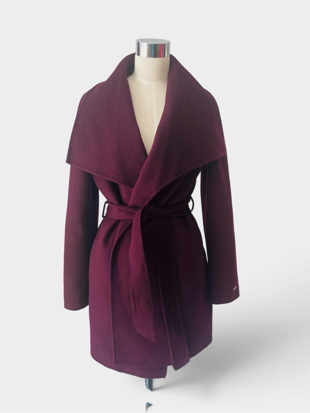 T Tahari Burgundy Handmade Women’s Belted Jacket